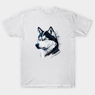 Cute Husky Illustration T-Shirt